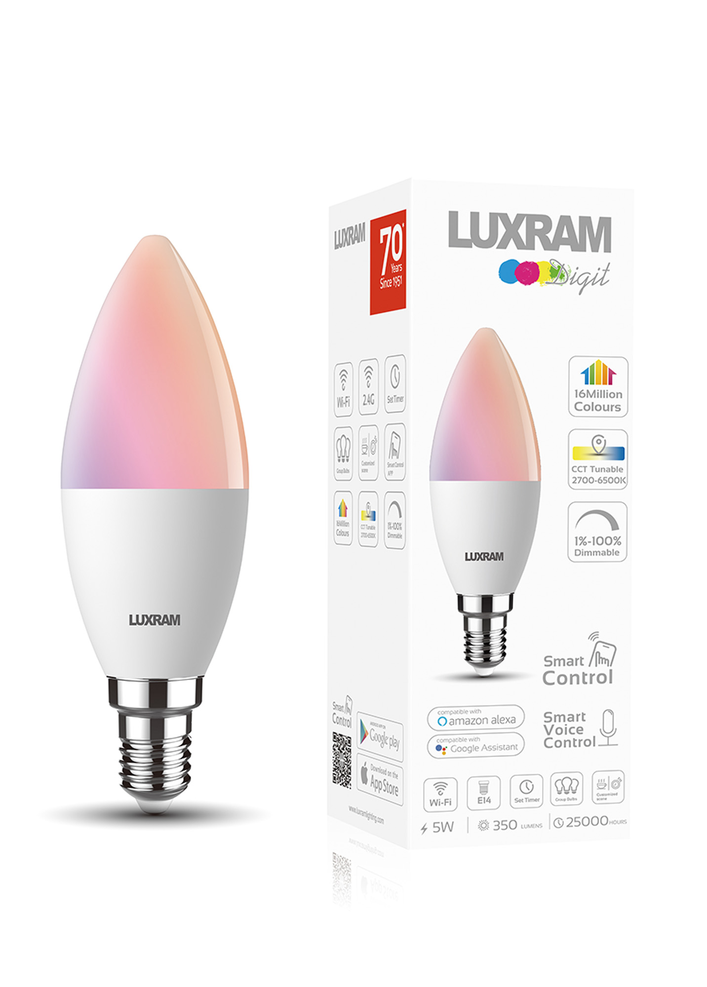 Digit Wi-Fi LED Lamps Luxram Candle Digit Wi-Fi LED Lamps Luxram Candle
